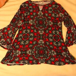 CB Casual Red and Black Long Sleeve Top